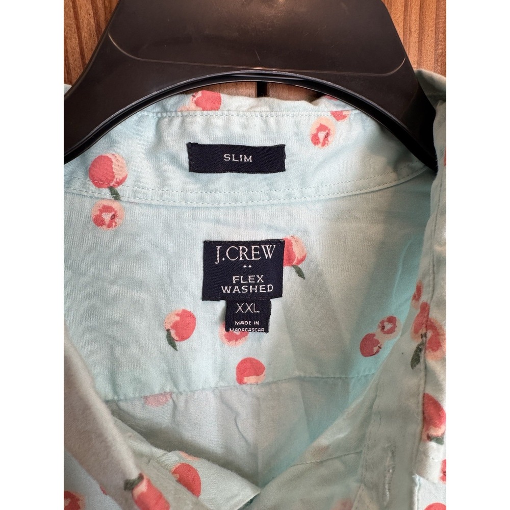 J.Crew Men's Shirt XXL Blue Cherry Print Slim Fit Short Sleeve Resort Preppy - Picture 2 of 9